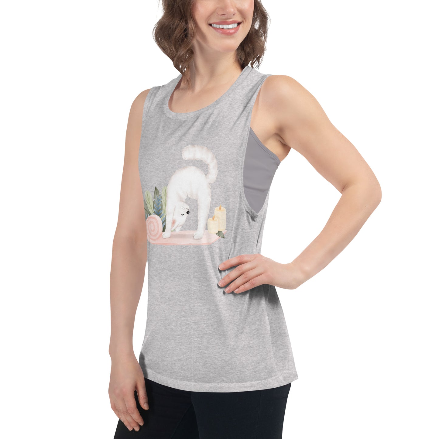 Yoga Kitty Muscle Tank, lioness-love