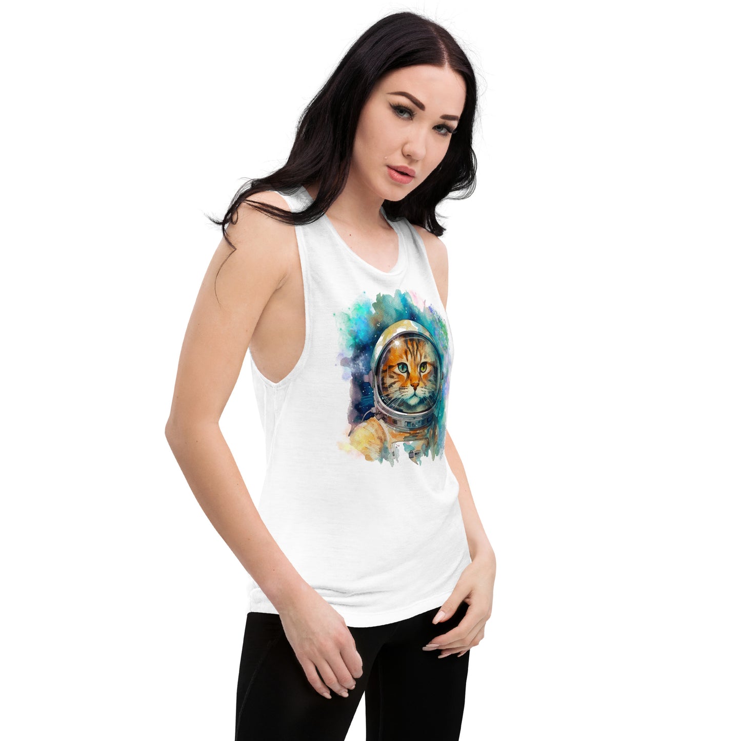 Space Cat Ladies’ Muscle Tank, lioness-love