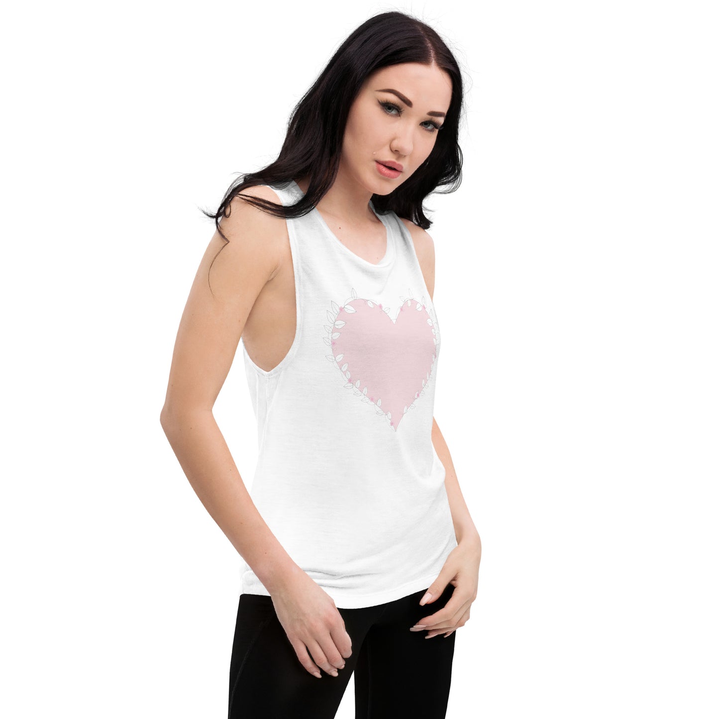 Stitch Heart Design Ladies’ Muscle Tank, lioness-love