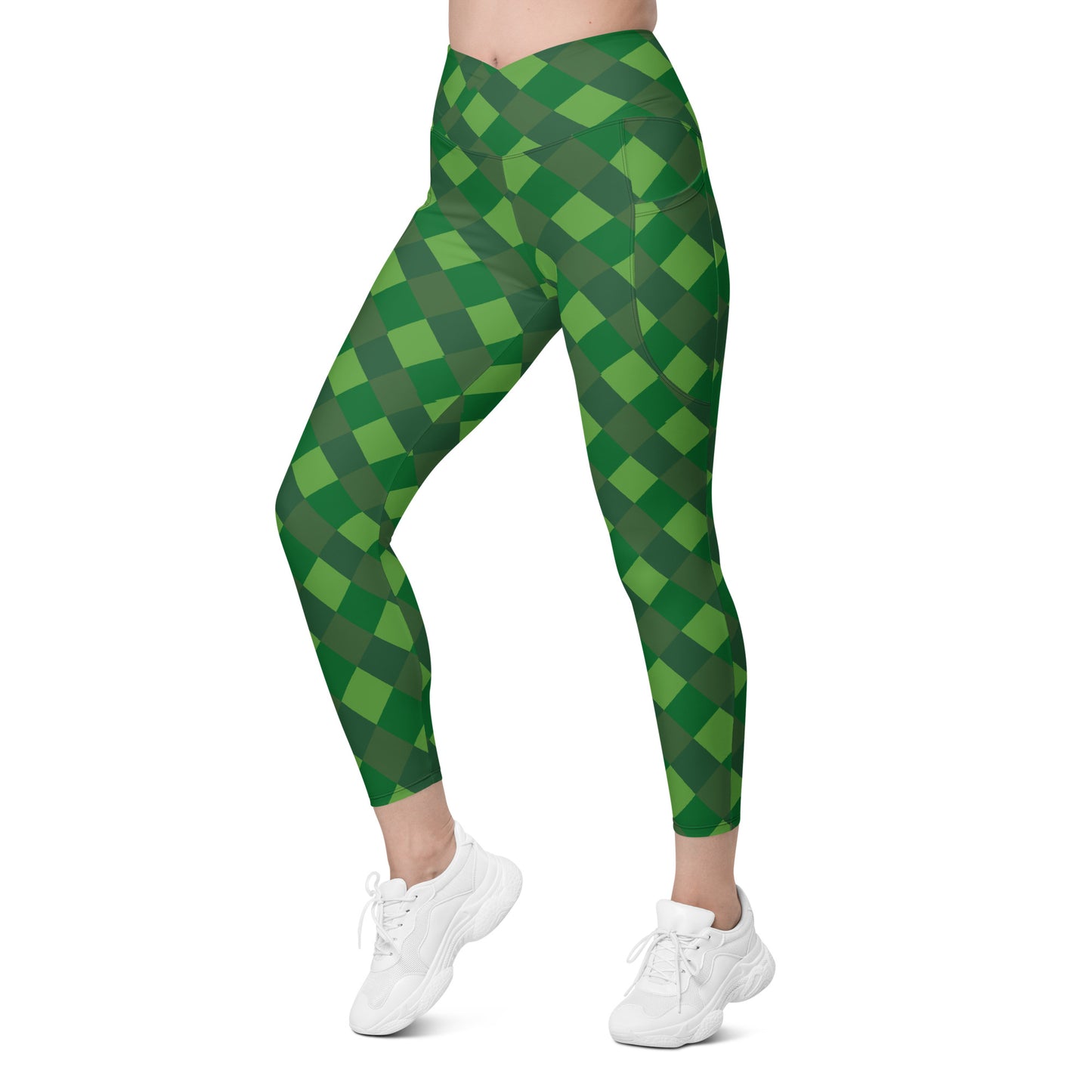 Plaid Crossover Leggings with Pockets, lioness-love