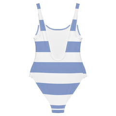 White & blue strip swimsuit for women
