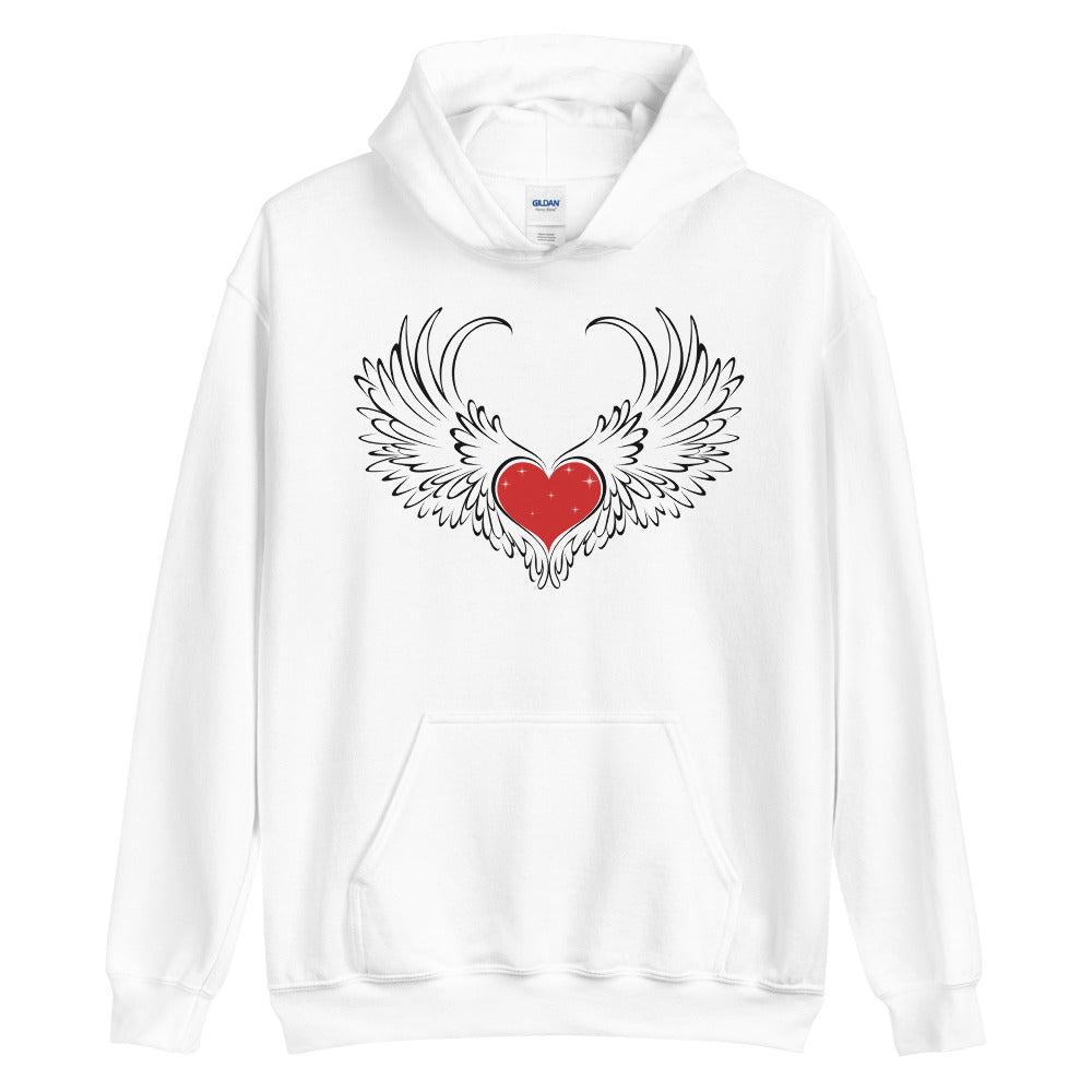 Winged heart graphic unisex hoodies, lioness-love