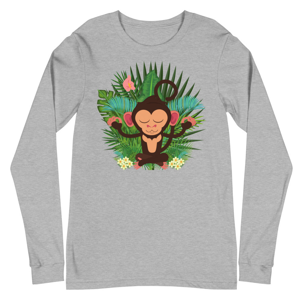 Cute Meditating Monkey Long Sleeve Tee, lioness-love