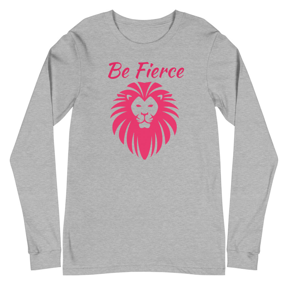 Be Fierce Fuchsia Lion Face Long Sleeve Tee, lioness-love