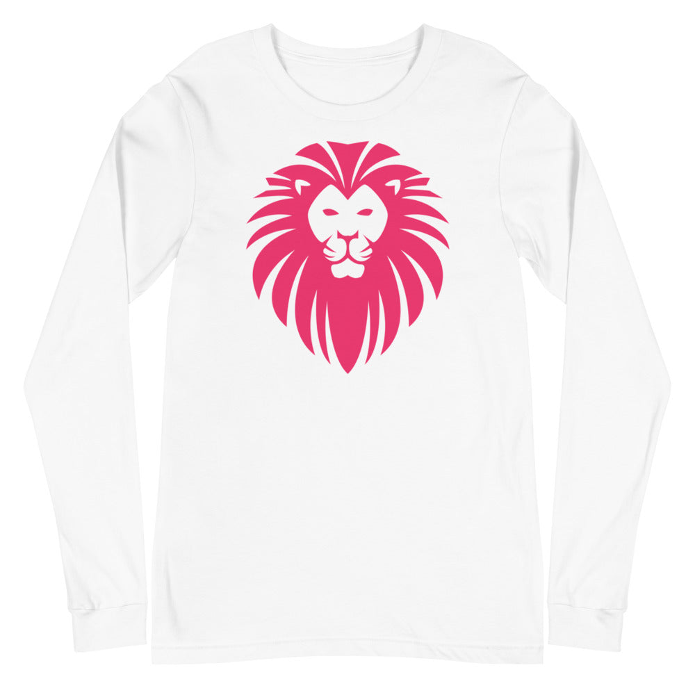 Pink Lion face graphic unisex long sleeve t-shirt