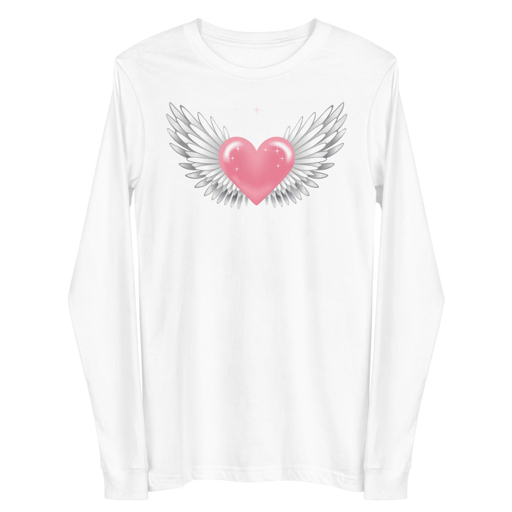 Lioness Love Pink Heart & White Wings Long Sleeve Tee, lioness-love