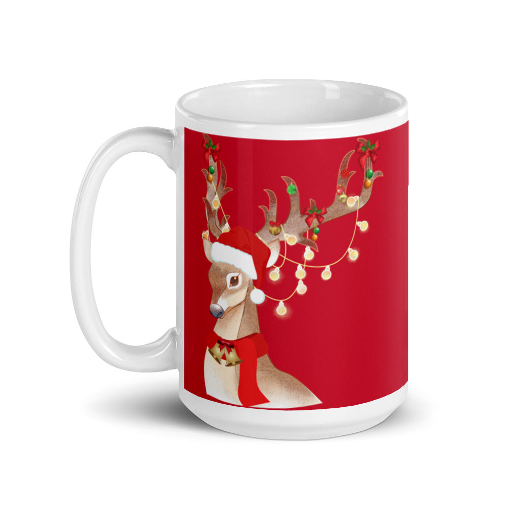 Santas Reindeer Red Collectible Mug, lioness-love