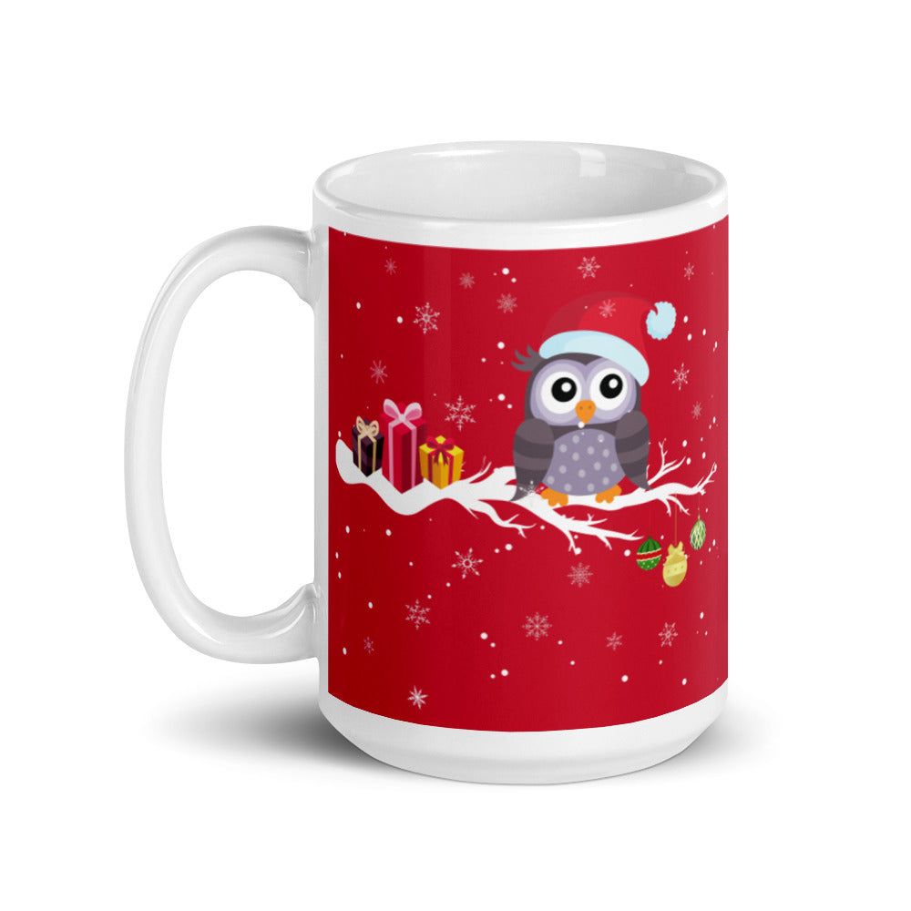 Christmas Owl Red Collectible Mug, lioness-love