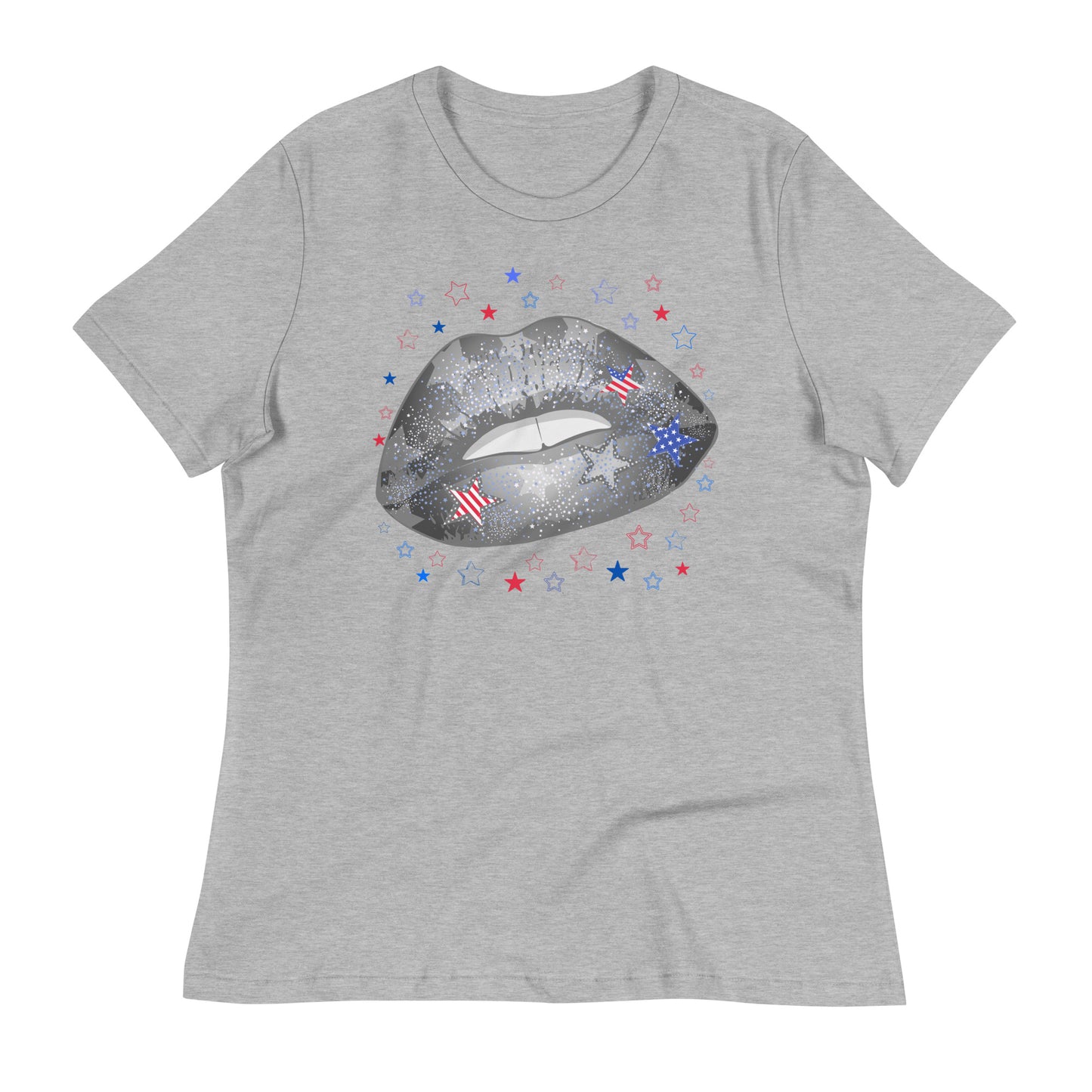Lips with star print tee for women's fashions, lioness-love