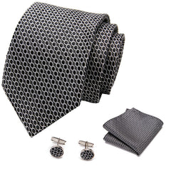 Men's Formal Business Suit And Tie Men Plaid Check Necktie and Pocket Square Cufflinks Tie Clip Set Wedding Necktie with Gift Box, lioness-love