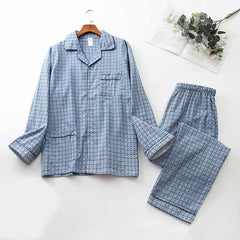 Brushed Cloth Long-sleeved Lapel Pajama Set Lapel pajamas  Modal cotton pajamas male night wear