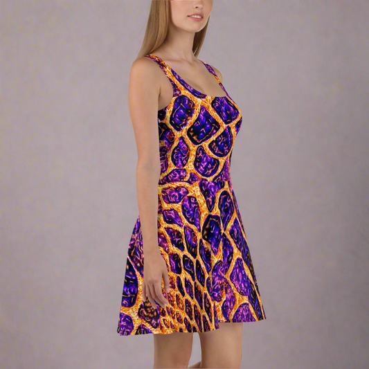 Serpent Swirl Women’s Snakeskin Trendy Skater Dress, lioness-love