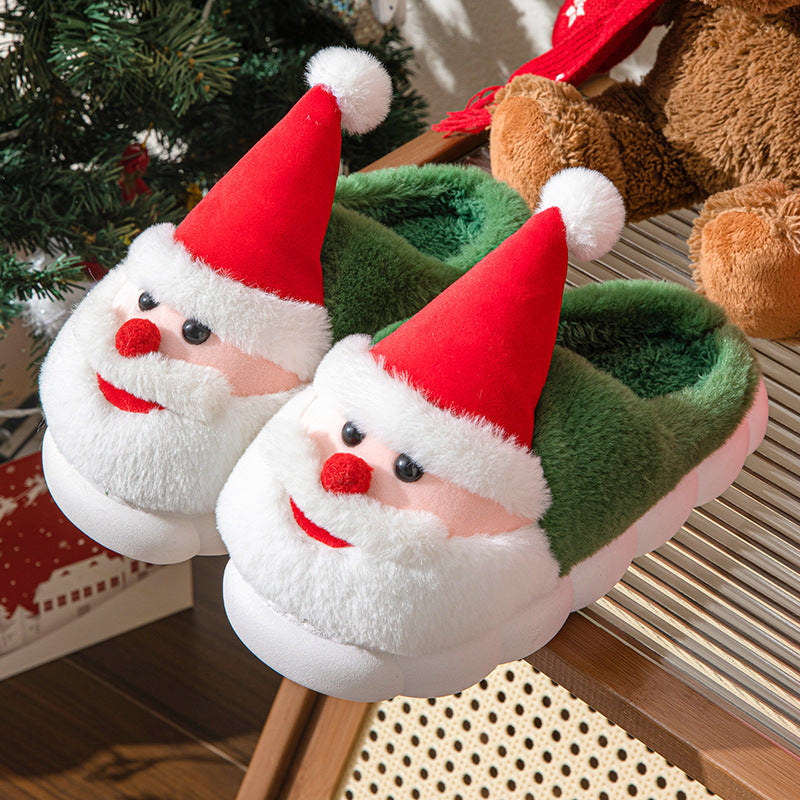 Santa Claus Slippers Cotton Slippers Cartoon Cute Warm Cotton Shoes With Thick Soles Comfortable Indoor cotton slippers Cozy Footwear Warm Slippers, lioness-love