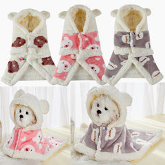 Dog & Cat Warm Flannel Hooded Shawl Pajamas