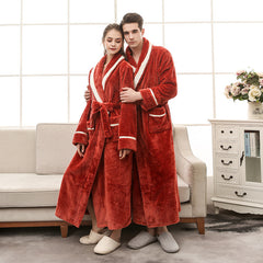 Couple Bathrobe Winter Robe Plush Long Sleeve Robe Unisex bathrobe Home wear Beachwear Unisex Robe Turkish Bathrobe, lioness-love