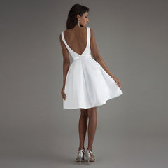 White short backless A-line Prom Party evening dress 8