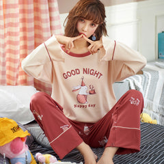 Pajamas ladies cotton long-sleeved autumn and winter Home wear lounge wear