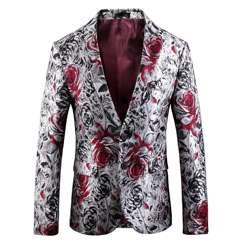 Men's fashion suit Bespoke half canvas New Design White with red print men tuxedo suit, lioness-love