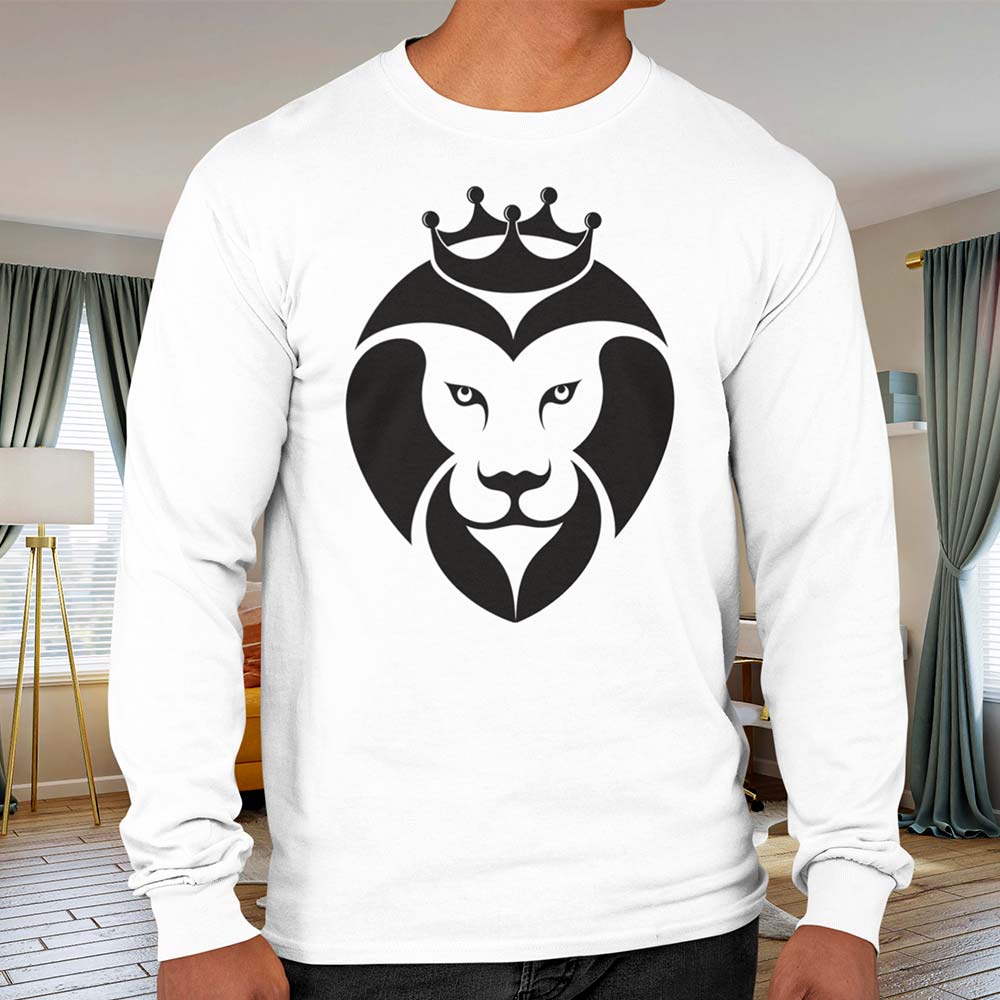 Lion king head print long sleeve t-shirt men's fashion