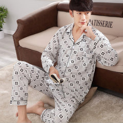 Men's Emerald Pajama cotton home service suit Cotton Sleepwear Vintage Loungewear Linen Sleepwear