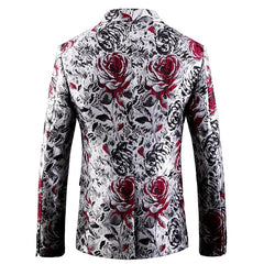 Men's fashion suit Bespoke half canvas New Design White with red print men tuxedo suit, lioness-love