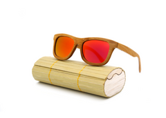 "Natural Charm: Wooden Frame Polarized Sunglasses with Bamboo Case" lioness-love