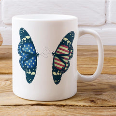 Collectible American flag and butterfly printed mug