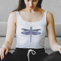 Dragonfly Print Racerback Tank Top for Women - Graceful and Transformative Design
