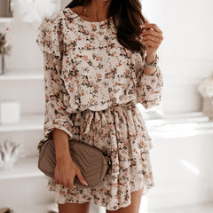 Floral Print Dress For Women Casual Long Sleeve Dress Party 22