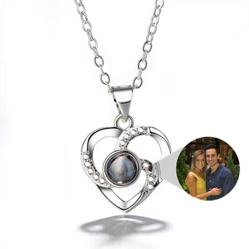 Heart Picture Necklace Personalized Photo Necklaces with Picture Inside Heart Shaped Pendant Memorial Necklace for Her Girlfriend Mom Wife Women S925 Silver Romantic Colorful Photo Projection Necklace Heart Shaped Pendant Necklace 14