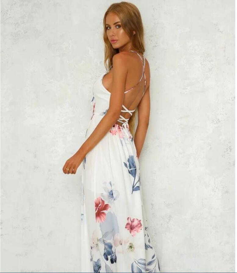 Long Slit Dress, Floral Print Dress, Women's Clothing