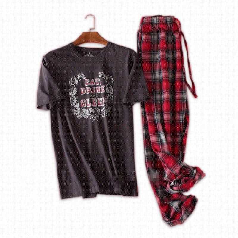 Men's Casual Plaid Pajama Set Lapel pajamas  Modal cotton pajamas male sleepwear Loungewear