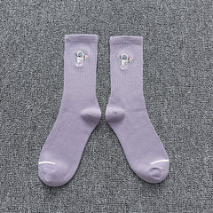 Embroidered cotton socks astronaut all-match socks sports socks