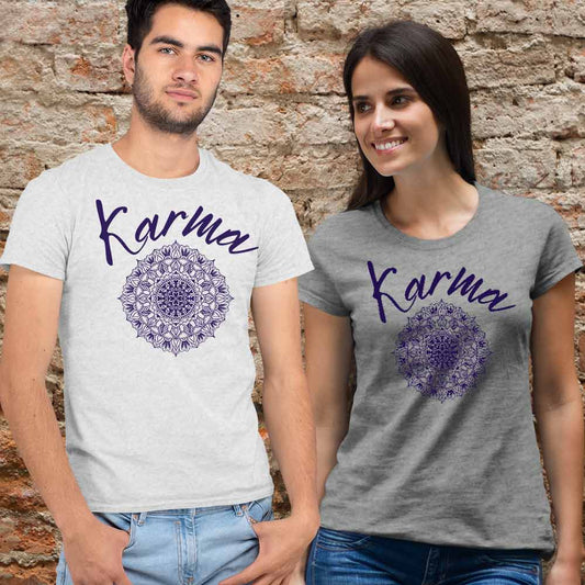 Comfortable and meaningful karma mandala print unisex fashion tee