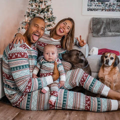 European And American Christmas Home wear Family Set Pajamas Parent-child Wear Home wear Suits, lioness-love