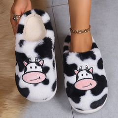 Cartoon Cow Cotton Slippers Indoor Non-slip Warm House Shoes Winter Cozy Footwear Warm Cotton Slippers Unisex cotton Slippers couples cotton footwear, lioness-love