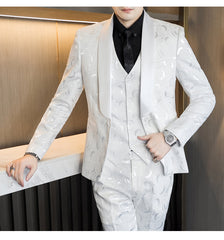 Wedding Embossed Dress Suit Three-piece Suit For Men, lioness-love.com