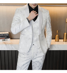 Wedding Embossed Dress Suit Three-piece Suit For Men, lioness-love.com