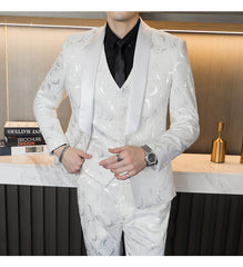 Wedding Embossed Dress Suit Three-piece Suit For Men, lioness-love.com