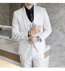 Wedding Embossed Dress Suit Three-piece Suit For Men, lioness-love.com