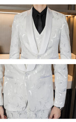 Wedding Embossed Dress Suit Three-piece Suit For Men, lioness-love.com