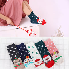 Ladies Christmas Cotton Socks, Cartoon Santa Socks Santa Claus Socks Holiday Socks For Christmas