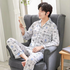 Men's Emerald Pajama cotton home service suit Cotton Sleepwear Vintage Loungewear Linen Sleepwear