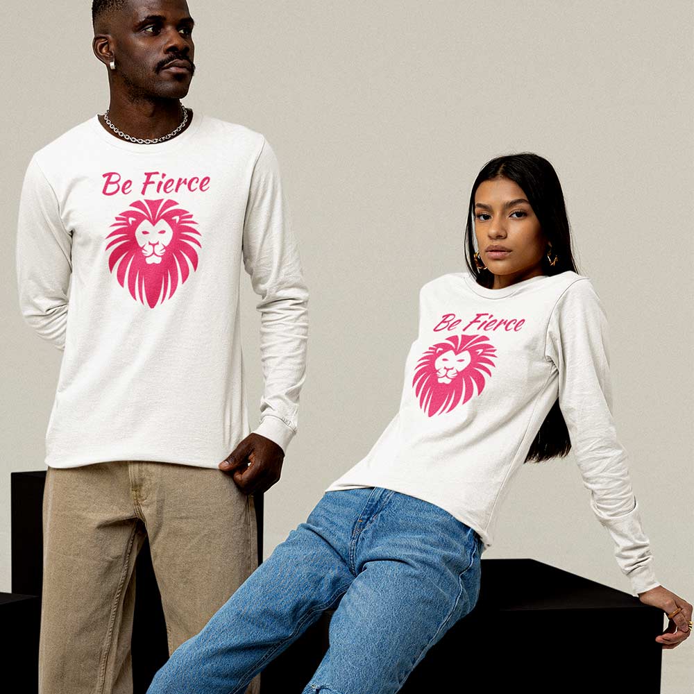 Premium lion face graphic print unisex long-sleeve t-shirt