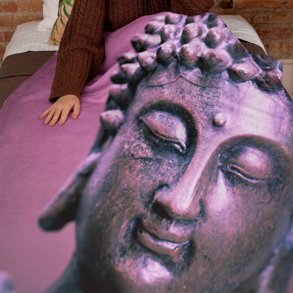 Buddha face printed blankets with serene designs