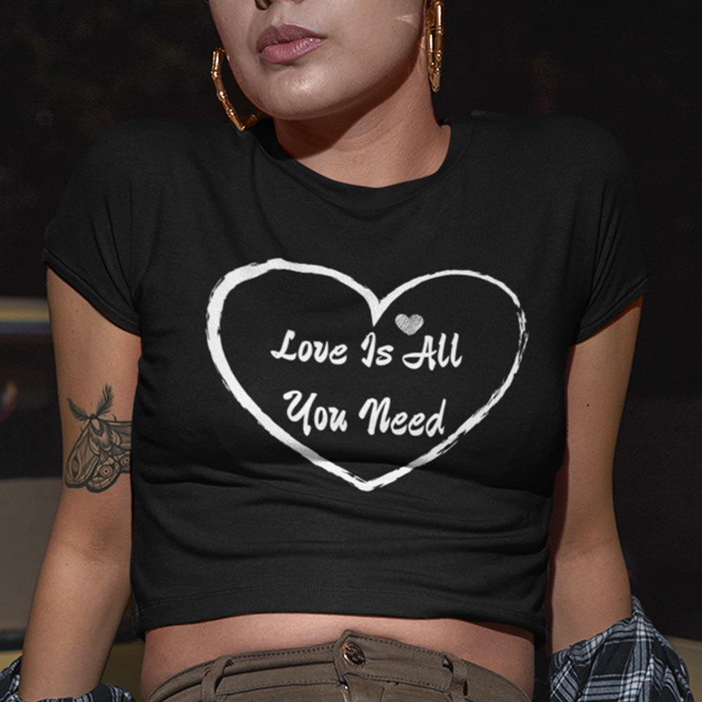 Unique and Fashionable: Love Is All You Need Crop Top for Women