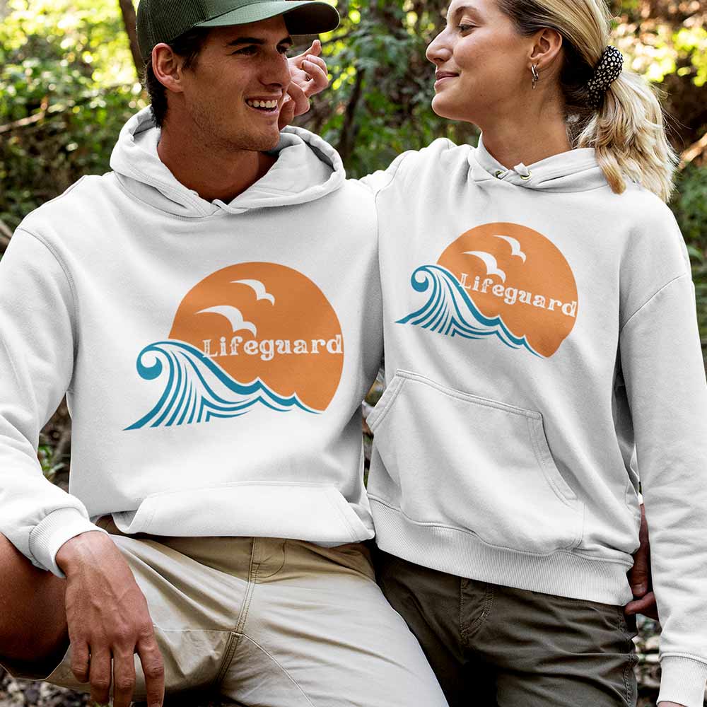 Trendy unisex lifeguard graphic printed hoodies for couple