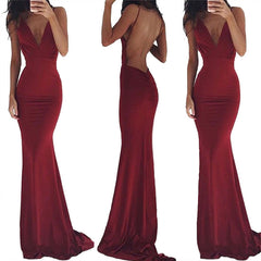 Milk Silk Sling Backless Trailing Annual Party Dress, lioness-love