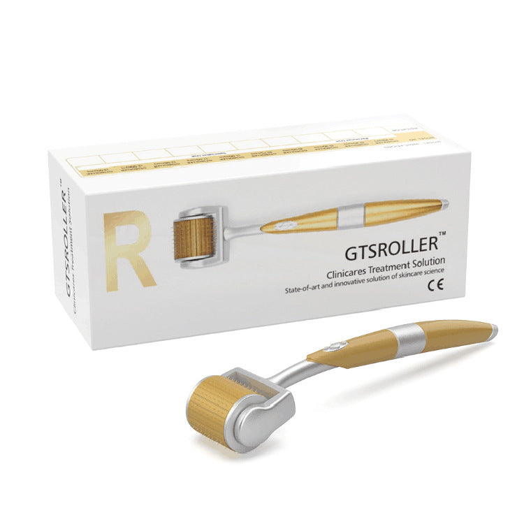 Professional Derma Roller Individual Real Needle Titanium Micro Needles Microneedling with Protective Storage Case & User Manual - Gold 192 Pins
