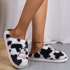 Cartoon Cow Cotton Slippers Indoor Non-slip Warm House Shoes Winter Cozy Footwear Warm Cotton Slippers Unisex cotton Slippers couples cotton footwear, lioness-love